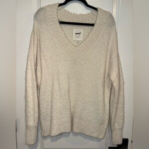 Aerie Women's Oversized Soft Cream V-Neck Sweater
